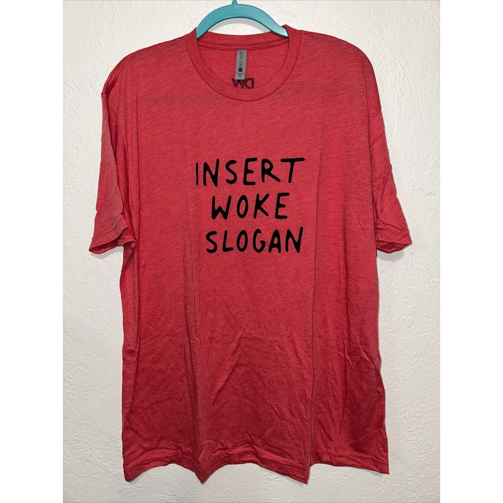 Next Level Mens XXL Red Insert Woke Slogan Graphic T-Shirt Short Sleeve Tee - Picture 3 of 13